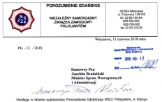 Porozumienie Gdańskie do Ministra Spraw Wewnętrznych i Administracji